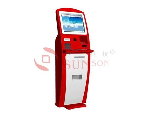 Sistema de informação ereto do quiosque do assoalho vermelho com o leitor do código de barras do PPE QR